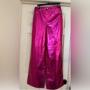 NWT Blank NYC Metallic Fuschia Pink Wide Leg Pants